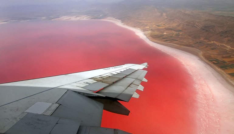 Maharlu Lake from an airplane